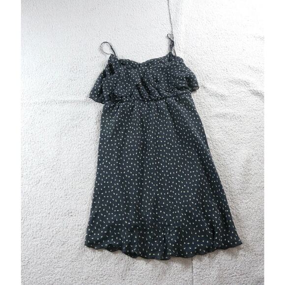 Gold Hawk Dress Silk Womens Medium Floral Print Ruffle Top Spaghetti Strap - Picture 2 of 8